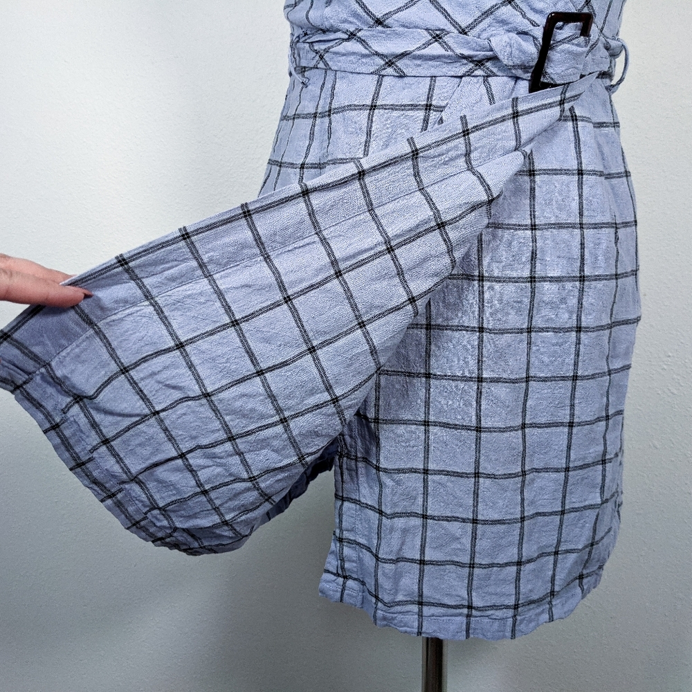 SOLD!!! Urban Outfitters Faux Wrap Checkered Mini Dress Blue Size M - Picture 5 of 9